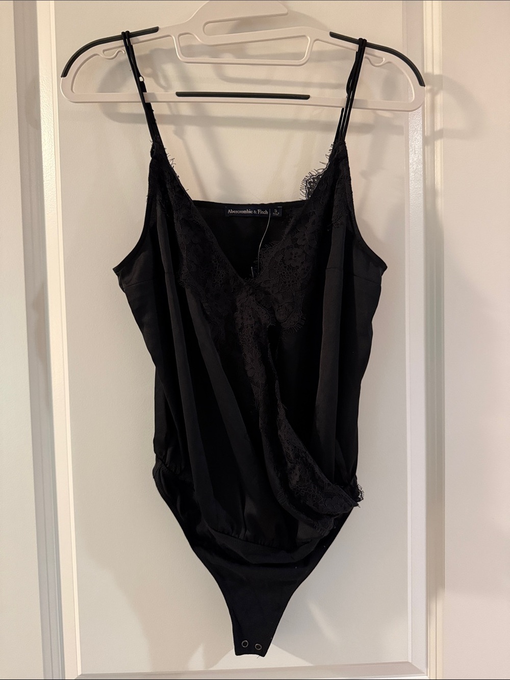 Abercrombie & Fitch Black Lace-Trim Cami Bodysuit